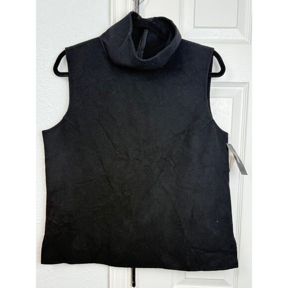 DKNY Wool Angora Sleeveless Turtleneck Vest Black Zip Back NWT Women’s 16 - Picture 3 of 8